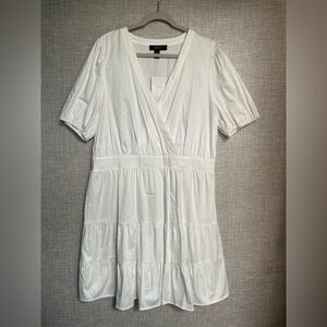 Forever 21 White Tiered V-Neck Midi Dress